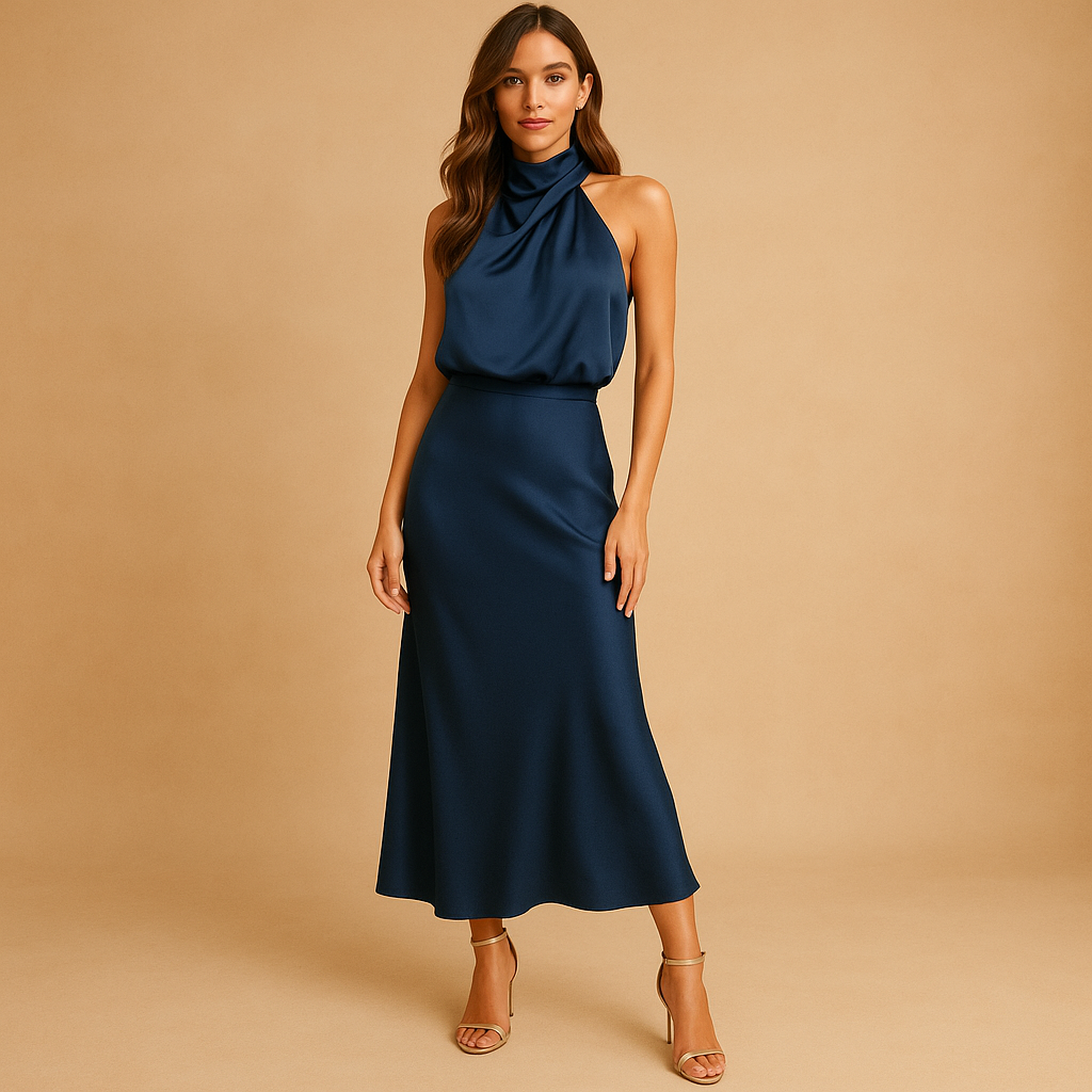 Elegant midi dress for women with a flattering fit, available in wine red, green, navy blue, pink, and rouge. Perfect for spring and summer occasions.
