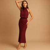 Elegant midi dress for women | Isabella-Dresses-Darling Fashion-Wine Red-S-Darling Fashion