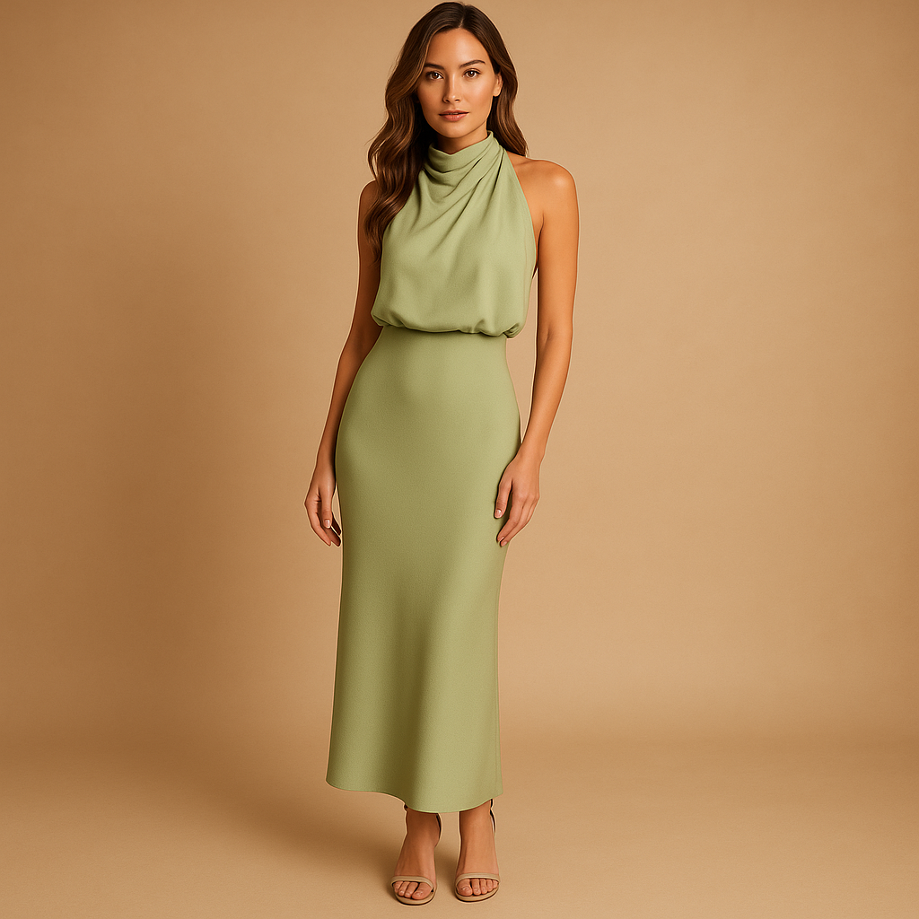 Elegant midi dress for women with a flattering fit, available in wine red, green, navy blue, pink, and rouge. Perfect for spring and summer occasions.