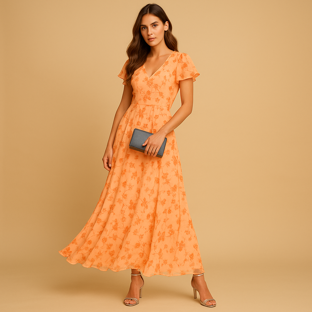 Elegant midi dress for women with flattering fit and classic cut, versatile outfit for work, evening wear, and special occasions.