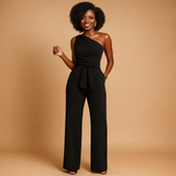 Elegant one-shoulder jumpsuit for women | Clara-Jumpsuits-Darling Fashion-Black-S-Darling Fashion