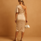 Women’s slim-fit timeless dress with minimalist design, perfect for formal occasions, office wear, and evening events.