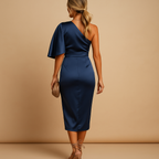 Women’s slim-fit timeless dress with minimalist design, perfect for formal occasions, office wear, and evening events.