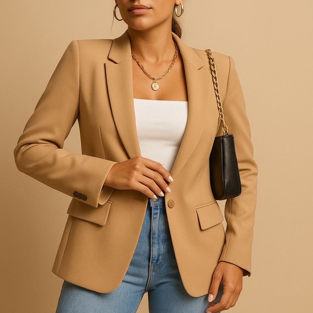 Elegant tailored blazer for women | Isla-Blazers-Darling Fashion-Beige-S-Darling Fashion