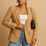 Elegant tailored blazer for women | Isla-Blazers-Darling Fashion-Beige-S-Darling Fashion