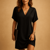 Elegant V-neck dress with split sleeves for women | Clara-Dresses-Darling Fashion-Black-XS-Darling Fashion