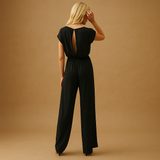 Elegant v-neck wide leg jumpsuit for women | Clara-Jumpsuits-Darling Fashion-Darling Fashion