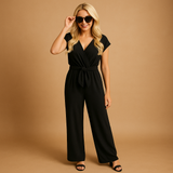 Elegant v-neck wide leg jumpsuit for women | Clara-Jumpsuits-Darling Fashion-Black-XS-Darling Fashion