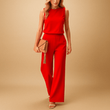 Elegant wide leg jumpsuit for women | Celeste-Jumpsuits-Darling Fashion-Red-XS-Darling Fashion