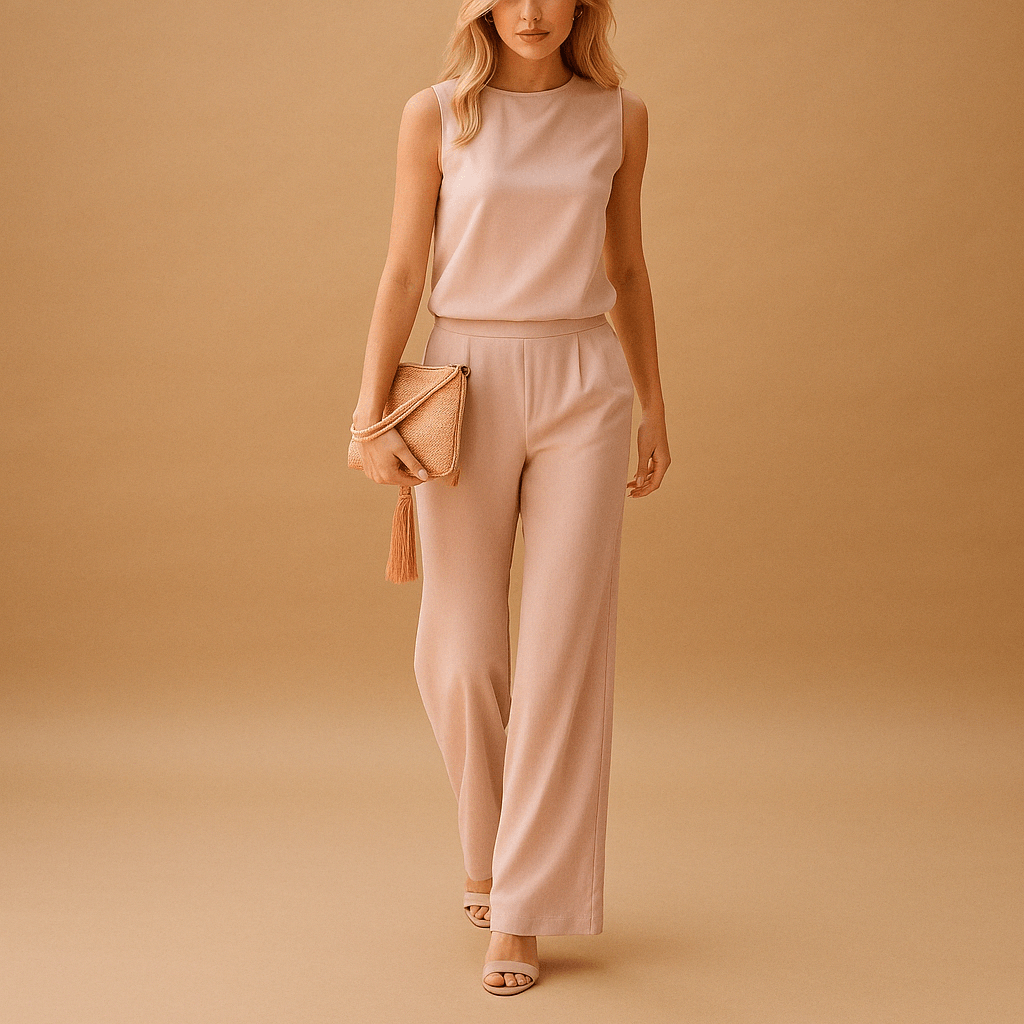 Elegant wide leg jumpsuit for women | Celeste-Jumpsuits-Darling Fashion-Pink-XS-Darling Fashion