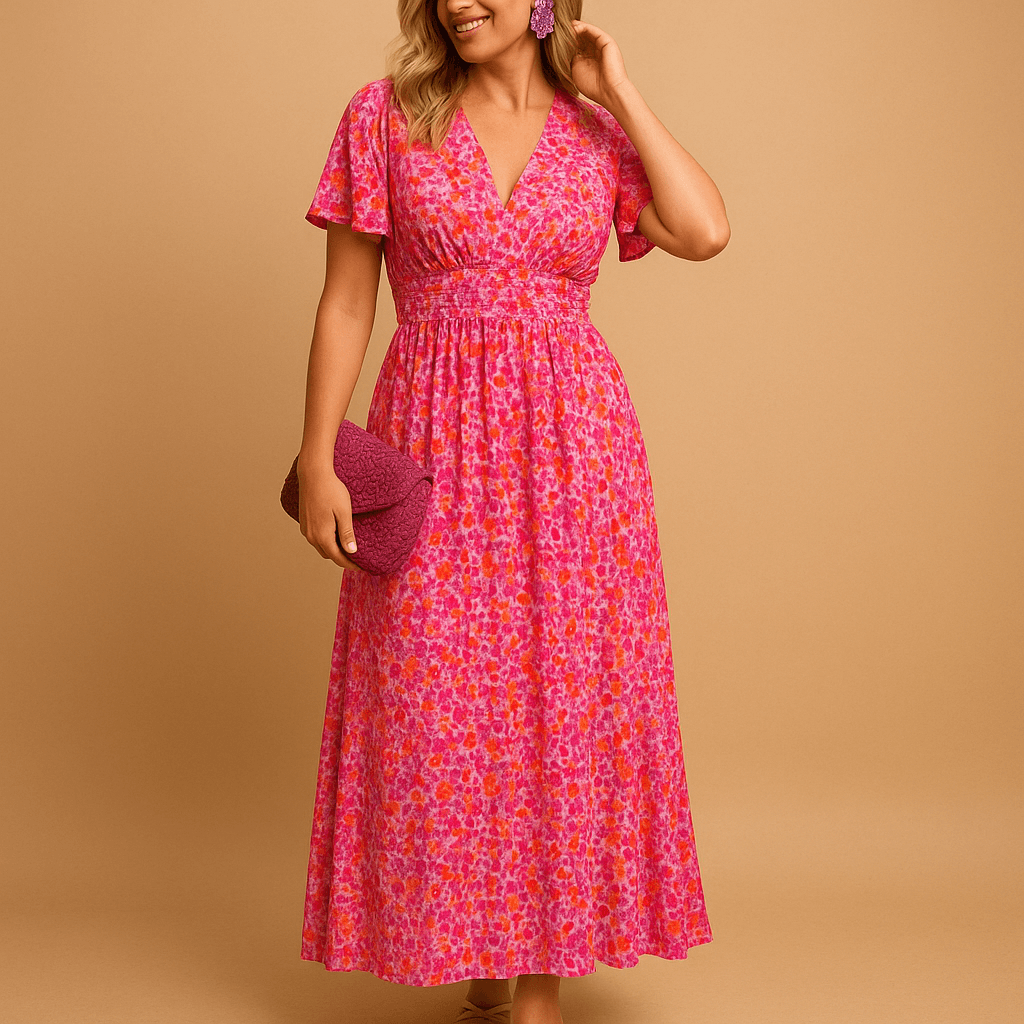 Floral maxi summer dress for women | Amelia-Dresses-Darling Fashion-Pink-S-Darling Fashion