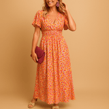 Floral maxi summer dress for women | Amelia-Dresses-Darling Fashion-Orange-S-Darling Fashion