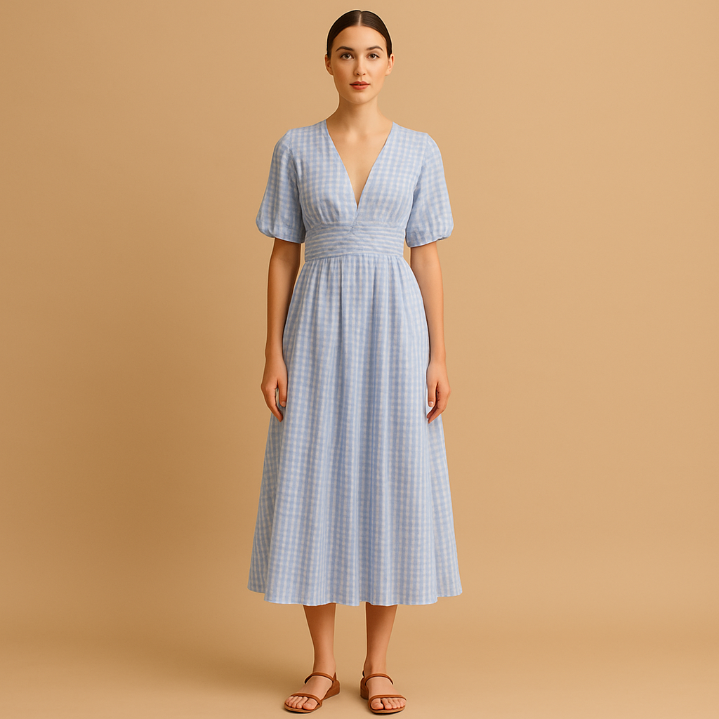 Flowy maxi dress for women with button closure and long sleeves, lightweight and elegant, ideal for work, casual outings, or formal occasions.