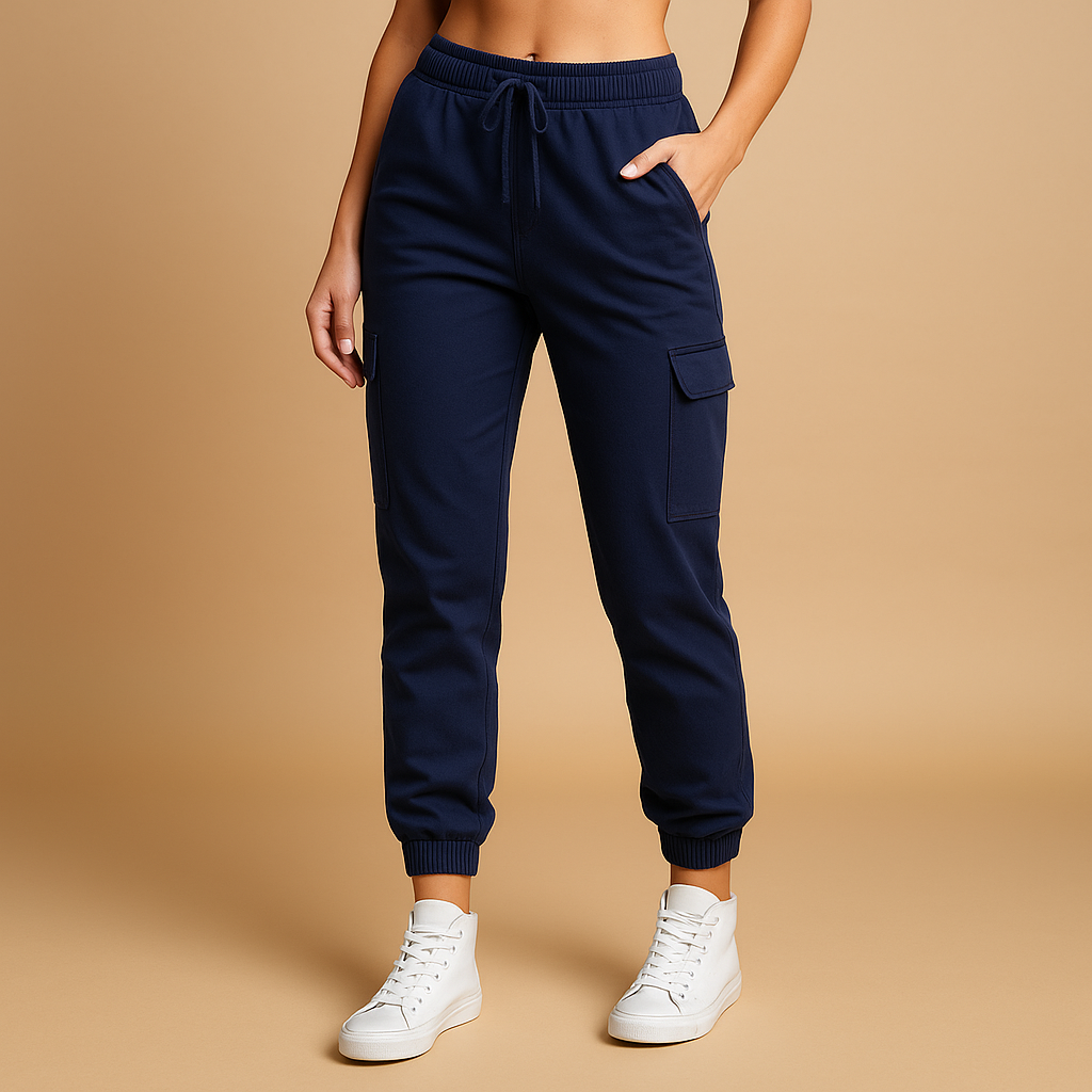 High waist cargo pants for women | Maya-Trousers-Darling Fashion-Blue-S-Darling Fashion