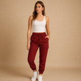 High waist cargo pants for women | Maya-Trousers-Darling Fashion-Red-S-Darling Fashion