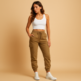 High waist cargo pants for women | Maya-Trousers-Darling Fashion-Brown-S-Darling Fashion