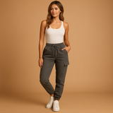 High waist cargo pants for women | Maya-Trousers-Darling Fashion-Gray-S-Darling Fashion