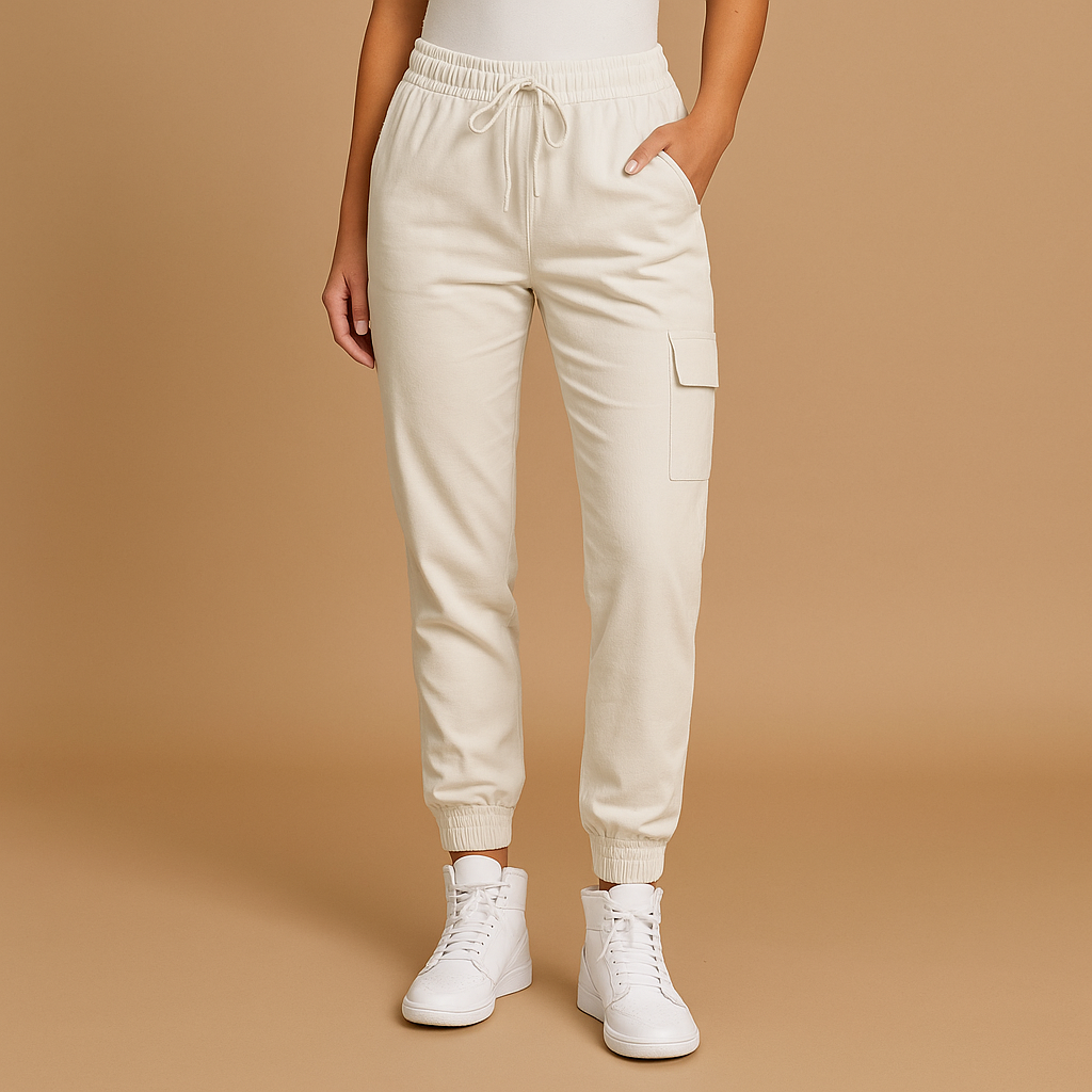 High waist cargo pants for women | Maya-Trousers-Darling Fashion-White-S-Darling Fashion