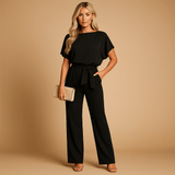 High-waist jumpsuit with lace-up detail for women | Serena-Jumpsuits-Darling Fashion-Black-XS-Darling Fashion