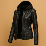 Hooded PU jacket for women | Clara-Jackets-Darling Fashion-Darling Fashion