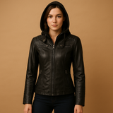 Hooded PU jacket for women | Clara-Jackets-Darling Fashion-Black-S-Darling Fashion