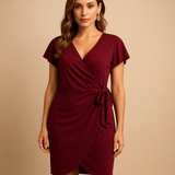 Knee length summer dress for women | Eliza-Dresses-Darling Fashion-Wine Red-S-Darling Fashion
