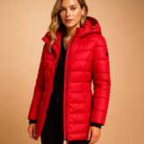 Lightweight padded puffer jacket for women | Eliza-Jackets-Darling Fashion-Red-XS-Darling Fashion