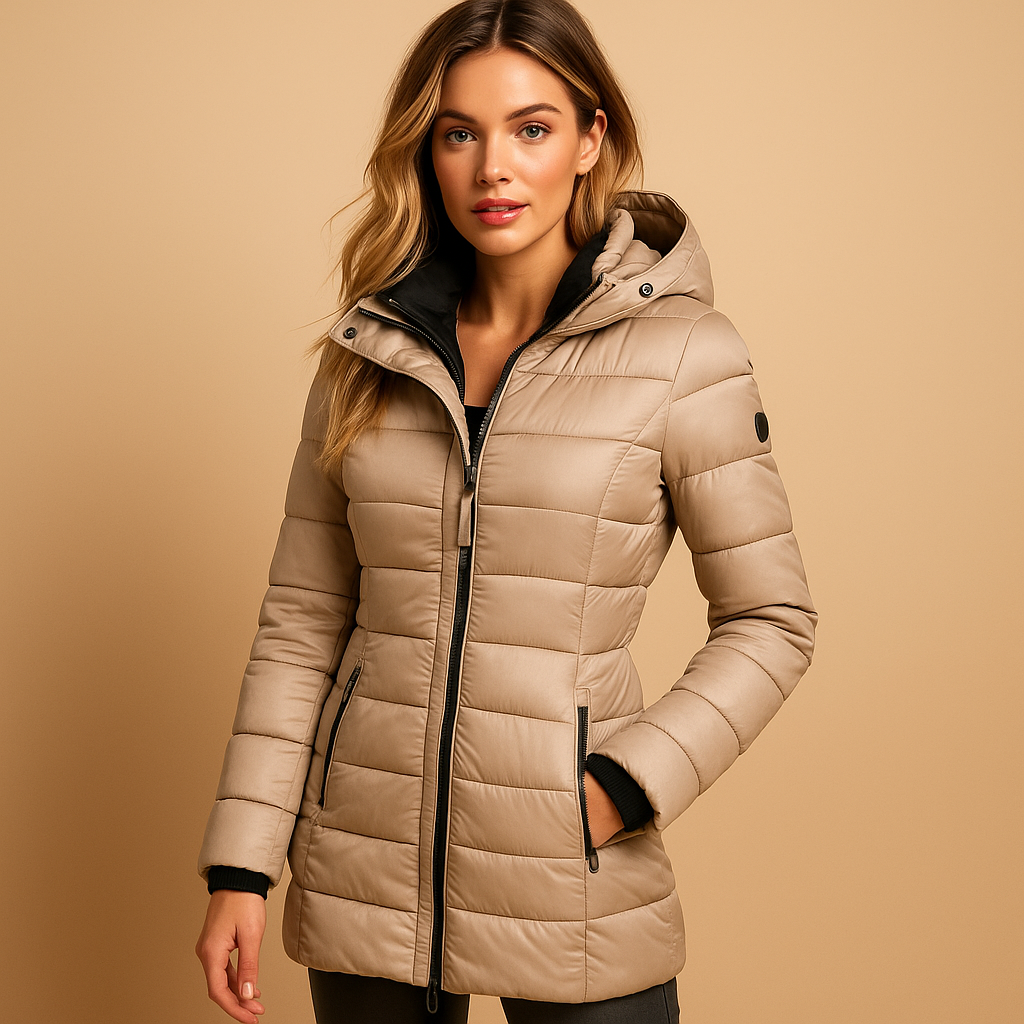 Lightweight padded puffer jacket for women | Eliza-Jackets-Darling Fashion-Khaki-XS-Darling Fashion