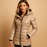 Lightweight padded puffer jacket for women | Eliza-Jackets-Darling Fashion-Khaki-XS-Darling Fashion