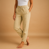 Lightweight pants with elastic waist for women | Serena-Trousers-Darling Fashion-Khaki-S-Darling Fashion