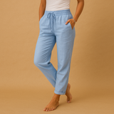 Lightweight pants with elastic waist for women | Serena-Trousers-Darling Fashion-Blue-S-Darling Fashion