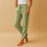 Lightweight pants with elastic waist for women | Serena-Trousers-Darling Fashion-Green-S-Darling Fashion