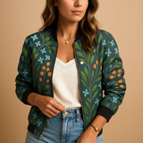 Lightweight printed summer jacket for women | Aria-Jackets-Darling Fashion-Green floral-XS-Darling Fashion