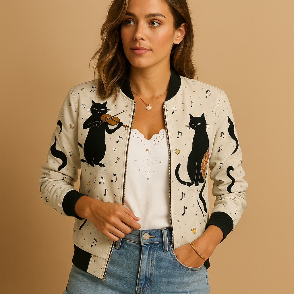 Lightweight printed summer jacket for women | Aria-Jackets-Darling Fashion-White-XS-Darling Fashion