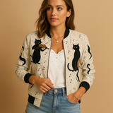 Lightweight printed summer jacket for women | Aria-Jackets-Darling Fashion-White-XS-Darling Fashion