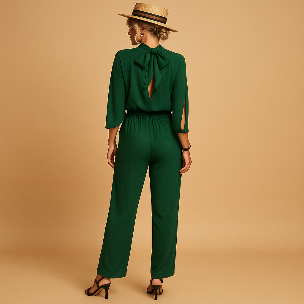 Women’s lightweight summer jumpsuit with adjustable straps, breathable fabric, flattering fit, and side pockets. Ideal for beach and casual outings.