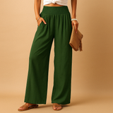 Lightweight summer pants with elastic waist for women | Naomi-Trousers-Darling Fashion-Dark green-XS-Darling Fashion