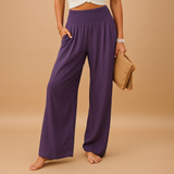 Lightweight summer pants with elastic waist for women | Naomi-Trousers-Darling Fashion-Purple-XS-Darling Fashion