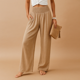 Lightweight summer pants with elastic waist for women | Naomi-Trousers-Darling Fashion-Khaki-XS-Darling Fashion