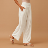 Lightweight summer pants with elastic waist for women | Naomi-Trousers-Darling Fashion-White-XS-Darling Fashion