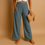 Lightweight summer pants with elastic waist for women | Naomi-Trousers-Darling Fashion-Gray-XS-Darling Fashion