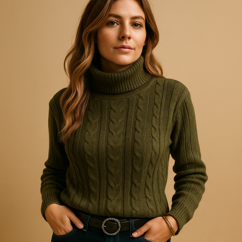 Women’s lightweight turtleneck sweater with relaxed fit and minimalist design. Perfect for casual wear, office looks, and everyday comfort.