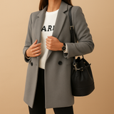 Long elegant jacket for women | Isabelle-Jackets-Darling Fashion-Gray-S-Darling Fashion