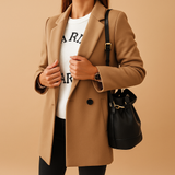 Long elegant jacket for women | Isabelle-Jackets-Darling Fashion-Khaki-S-Darling Fashion
