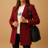 Long elegant jacket for women | Isabelle-Jackets-Darling Fashion-Red-S-Darling Fashion