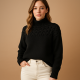 Women’s long knitted turtleneck sweater with flattering fit and soft fabric. Ideal for casual outfits, winter layering, or elegant looks.