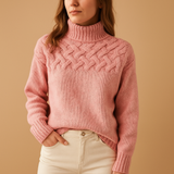 Women’s long knitted turtleneck sweater with flattering fit and soft fabric. Ideal for casual outfits, winter layering, or elegant looks.