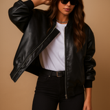 Long leather coat for women | Victoria-Jackets-Darling Fashion-Black-S-Darling Fashion