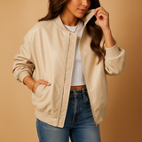 Long leather coat for women | Victoria-Jackets-Darling Fashion-Beige-S-Darling Fashion