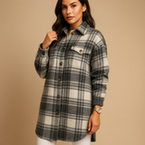 Long plaid coat for women | Hazel-Jackets-Darling Fashion-Darling Fashion